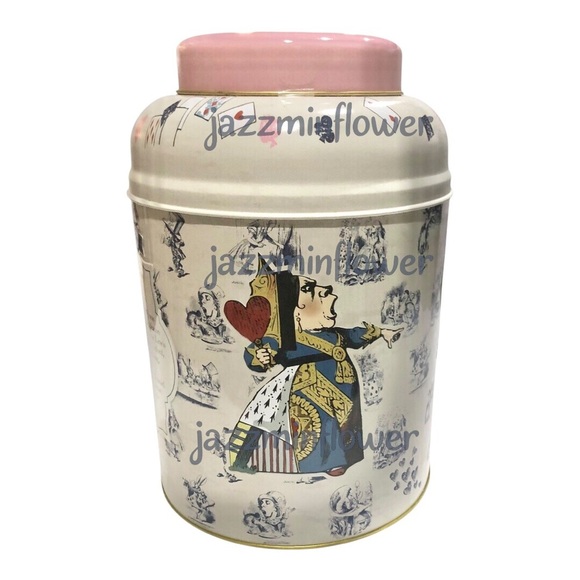 Alice in Wonderland 240 count pink whimsical oversized extra large tin‎ tea can - Picture 1 of 16